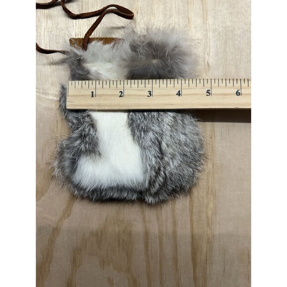 Vintage 60s/70s RABBIT FUR & SUEDE LEATHER Drawstring POUCH PURSE Medicine Bag - Picture 5 of 5